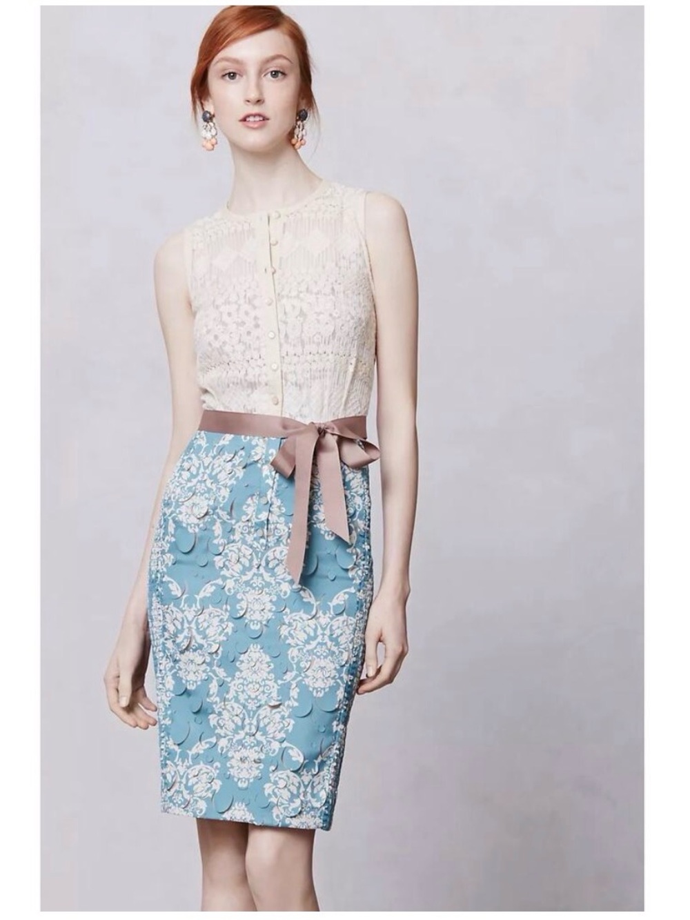 Beguile | Byron Lars Laser Cut Fleur-De-Lys Sheath Dress - Multi, Size 10